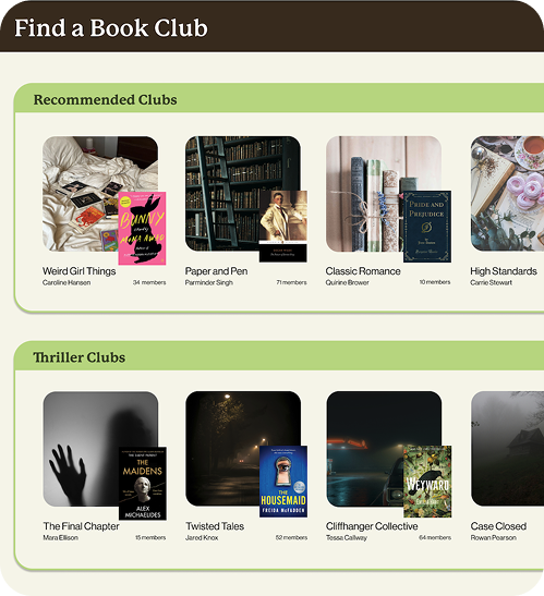 find a book club page with book club options